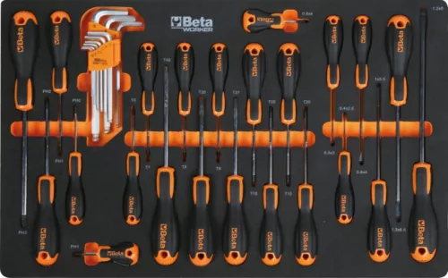 Beta BW 2400S-R7/AUTO Worker 7 fiókos szerszámkocsi 262 darabos szerszámkészlettel