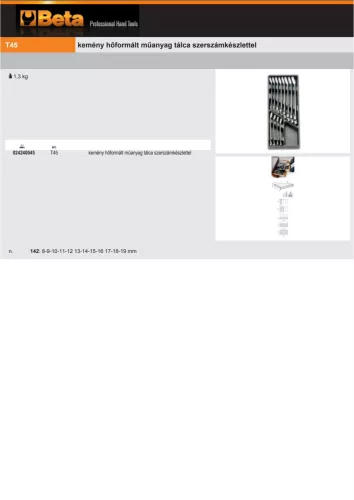 Beta T45 Kemény hőformált műanyag tálca szerszámkészlettel