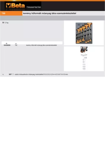 Beta T50 Kemény hőformált műanyag tálca szerszámkészlettel