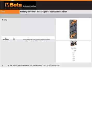 Beta T55 Kemény hőformált műanyag tálca szerszámkészlettel