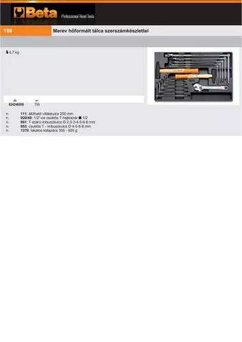 Beta T59 Kemény hőformált műanyag tálca szerszámkészlettel