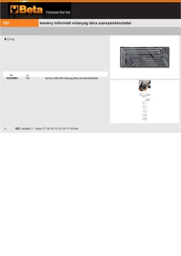 Beta T63 Kemény hőformált műanyag tálca szerszámkészlettel