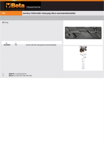 Beta T64 Kemény hőformált műanyag tálca szerszámkészlettel