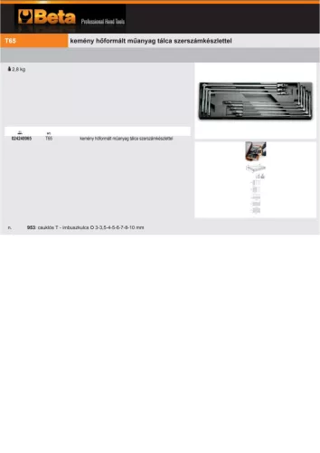 Beta T65 Kemény hőformált műanyag tálca szerszámkészlettel