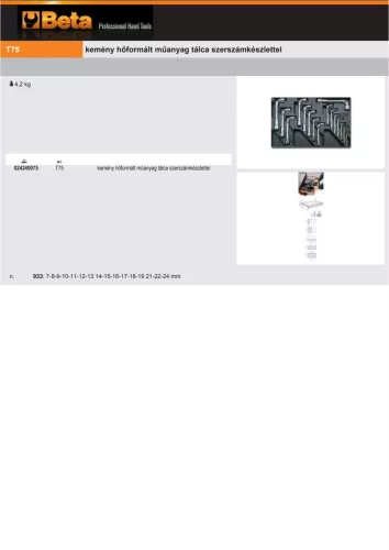 Beta T75 Kemény hőformált műanyag tálca szerszámkészlettel