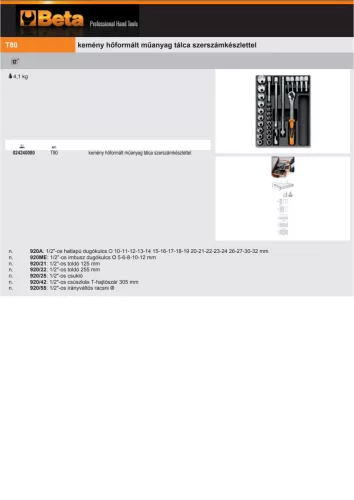 Beta T80 Kemény hőformált műanyag tálca szerszámkészlettel