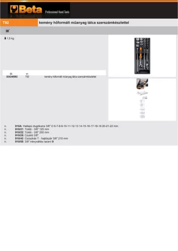 Beta T92 Kemény hőformált műanyag tálca szerszámkészlettel