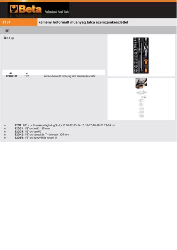 Beta T101 Kemény hőformált műanyag tálca szerszámkészlettel