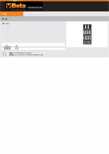 Beta T103 Kemény hőformált műanyag tálca szerszámkészlettel