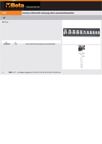 Beta T105 Kemény hőformált műanyag tálca szerszámkészlettel