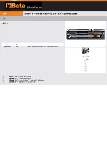 Beta T106 Kemény hőformált műanyag tálca szerszámkészlettel
