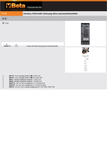 Beta T112 Kemény hőformált műanyag tálca szerszámkészlettel