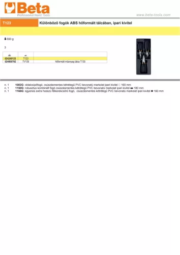 Beta T123 Kemény hőformált műanyag tálca szerszámkészlettel