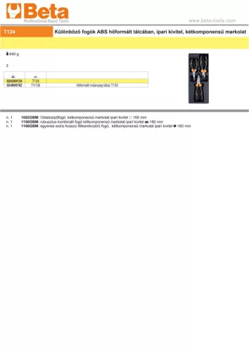Beta T124 Kemény hőformált műanyag tálca szerszámkészlettel