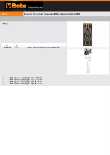 Beta T145 Kemény hőformált műanyag tálca szerszámkészlettel