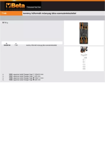 Beta T146 Kemény hőformált műanyag tálca szerszámkészlettel