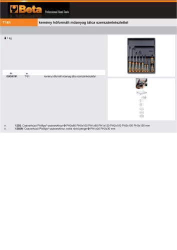 Beta T161 Kemény hőformált műanyag tálca szerszámkészlettel