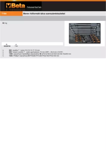 Beta T164 Kemény hőformált műanyag tálca szerszámkészlettel
