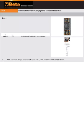 Beta T170 Kemény hőformált műanyag tálca szerszámkészlettel