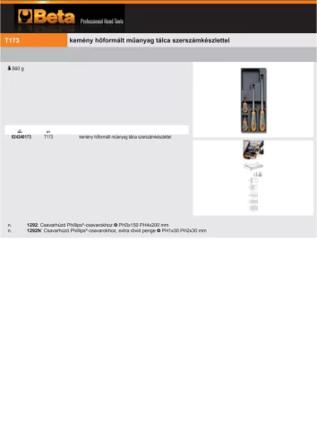 Beta T173 Kemény hőformált műanyag tálca szerszámkészlettel