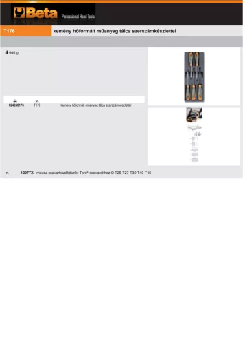 Beta T176 Kemény hőformált műanyag tálca szerszámkészlettel