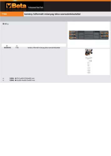 Beta T183 Kemény hőformált műanyag tálca szerszámkészlettel