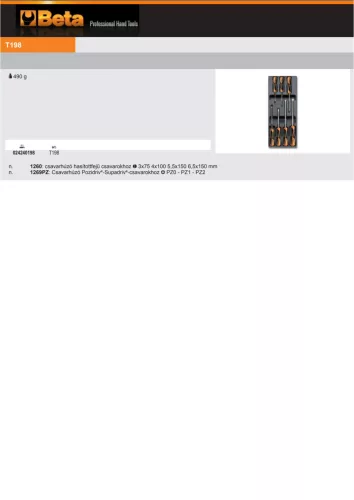 Beta T198 Kemény hőformált műanyag tálca szerszámkészlettel