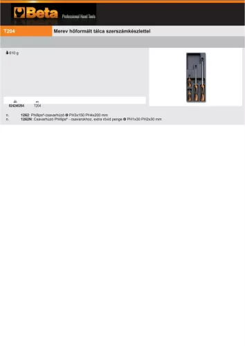 Beta T204 Kemény hőformált műanyag tálca szerszámkészlettel