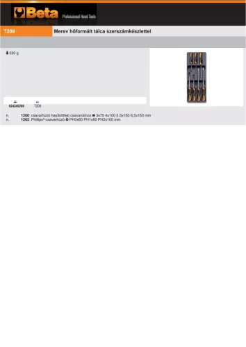 Beta T208 Kemény hőformált műanyag tálca szerszámkészlettel