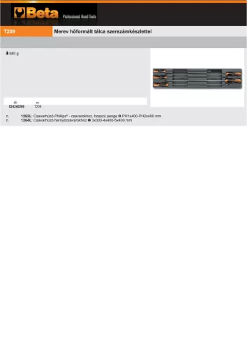 Beta T209 Kemény hőformált műanyag tálca szerszámkészlettel