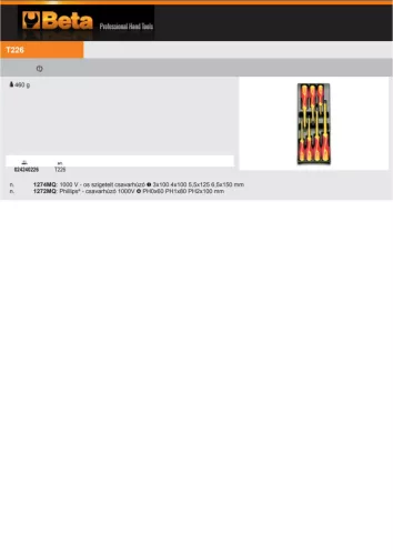 Beta T226 Kemény hőformált műanyag tálca szerszámkészlettel