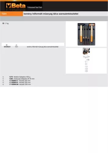 Beta T231 Kemény hőformált műanyag tálca szerszámkészlettel
