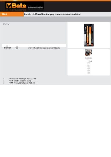 Beta T234 Kemény hőformált műanyag tálca szerszámkészlettel