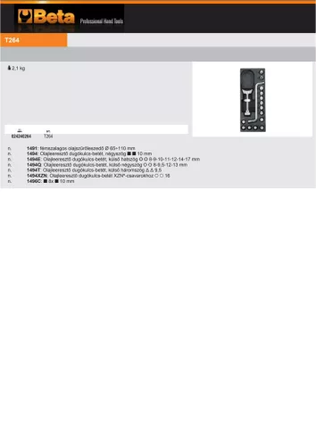 Beta T264 Kemény hőformált műanyag tálca szerszámkészlettel