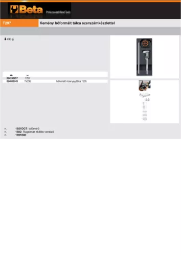 Beta T297 Kemény hőformált műanyag tálca szerszámkészlettel