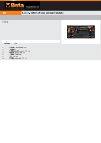 Beta TV288 Kemény hőformált műanyag tálca ÜRES