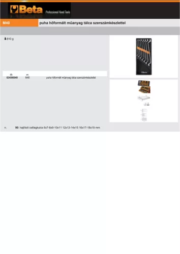 Beta M40 Habszivacs tálca csillagkulcsokkal
