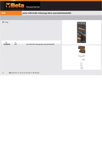 Beta M45 Habszivacs tálca hajlított racsnis rövid csillag-villáskulcsokkal