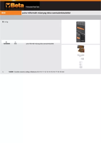 Beta M46 Habszivacs tálca csuklós racsnis csillag-villáskulcsokkal