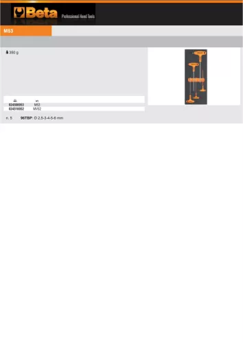 Beta M53 Habszivacs tálca markolatos furatos Torx kulcsokkal