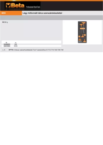 Beta M55 Habszivacs tálca markolatos Torx kulcsokkal