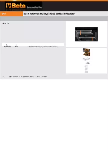 Beta M63 Habszivacs tálca T-kulcsokkal