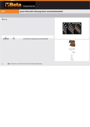 Beta M75 Habszivacs tálca pipakulcsokkal