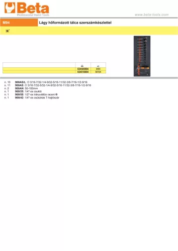 Beta M94 Habszivacs tálca 1/4"-os dugókulcskészlettel