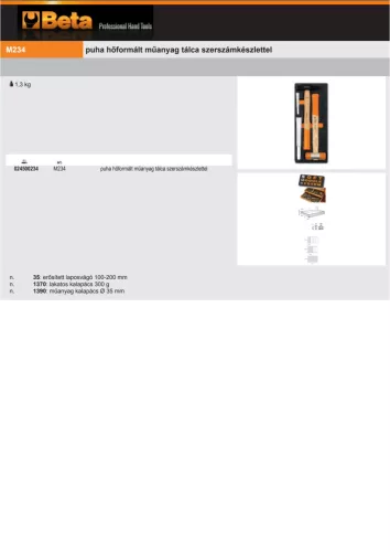 Beta M234 Habszivacs tálca kalapácsokkal, vágószerszámokkal