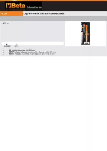 Beta M237 Habszivacs tálca kalapácsokkal, vágószerszámokkal