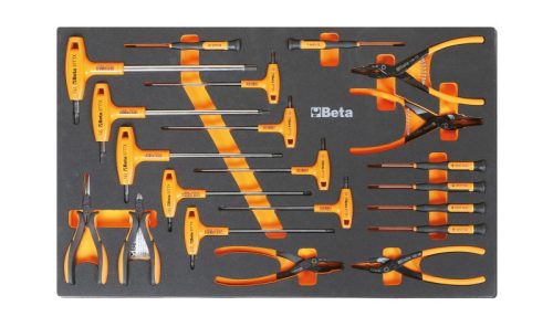 Beta M62 Habszivacs tálca Torx kulcsokkal, csavarhúzókkal seegerfogókkal