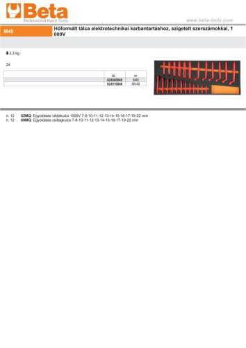 Beta MV49 Habszivacs tálca ÜRES