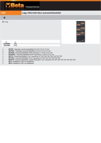 Beta MV86 Habszivacs tálca ÜRES