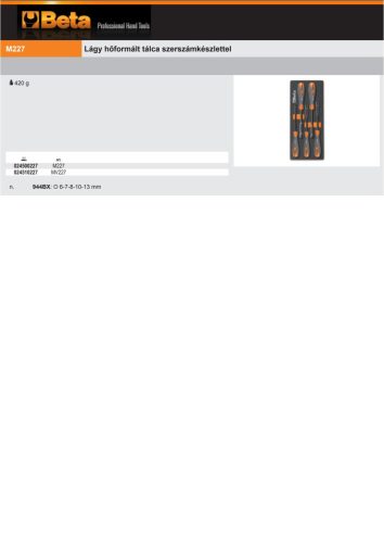 Beta MV227 Habszivacs tálca ÜRES